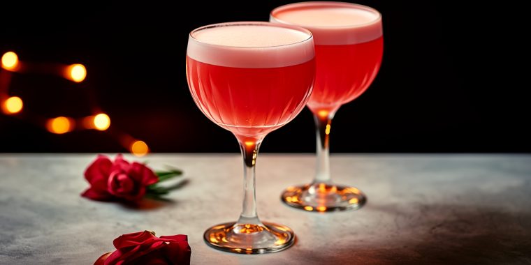 Two Love and Murder Valentines cocktails
