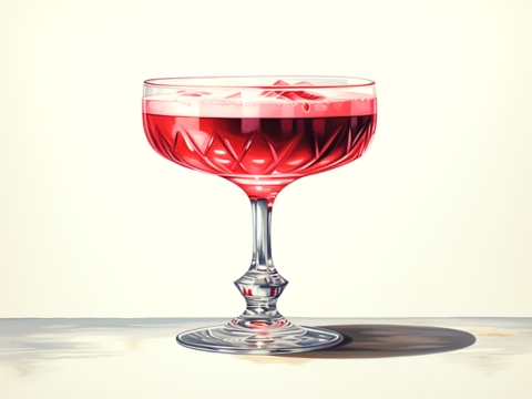 Classic colour illustration of a Love and Murder Valentine's cocktail