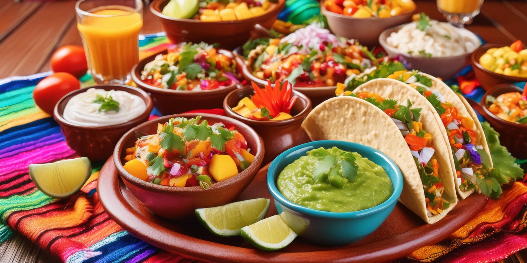 A Cinco de Mayo feast of tacos, salsa, and guacamole