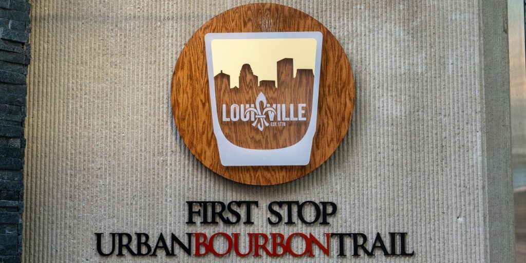 A Louisville building sign at the first stop on the Urban Bourbon Trail.