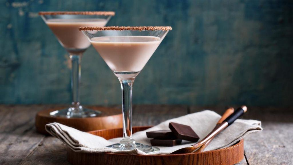 mocha martini in chocolate rimmed glass