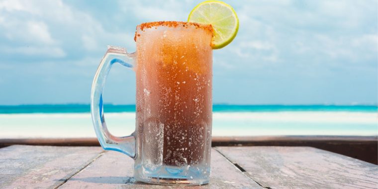 Ice cold Michelada at the beach