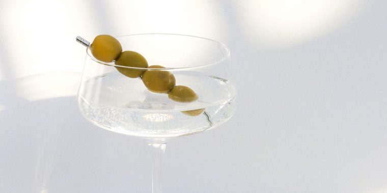 Gin Martini garnished with olives