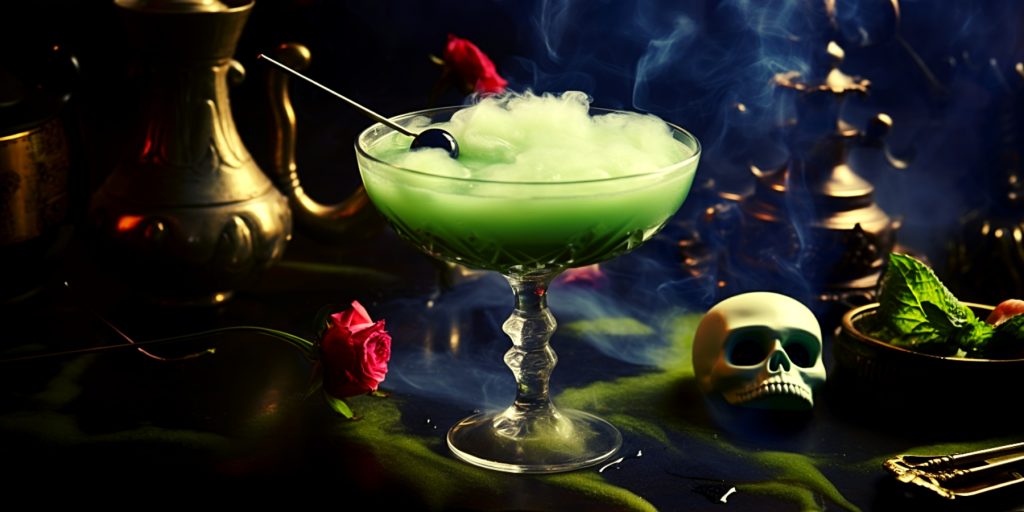 Green Monster cocktail for Halloween