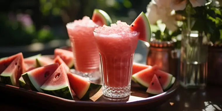 Frozen Watermelon Daiquiris served poolside