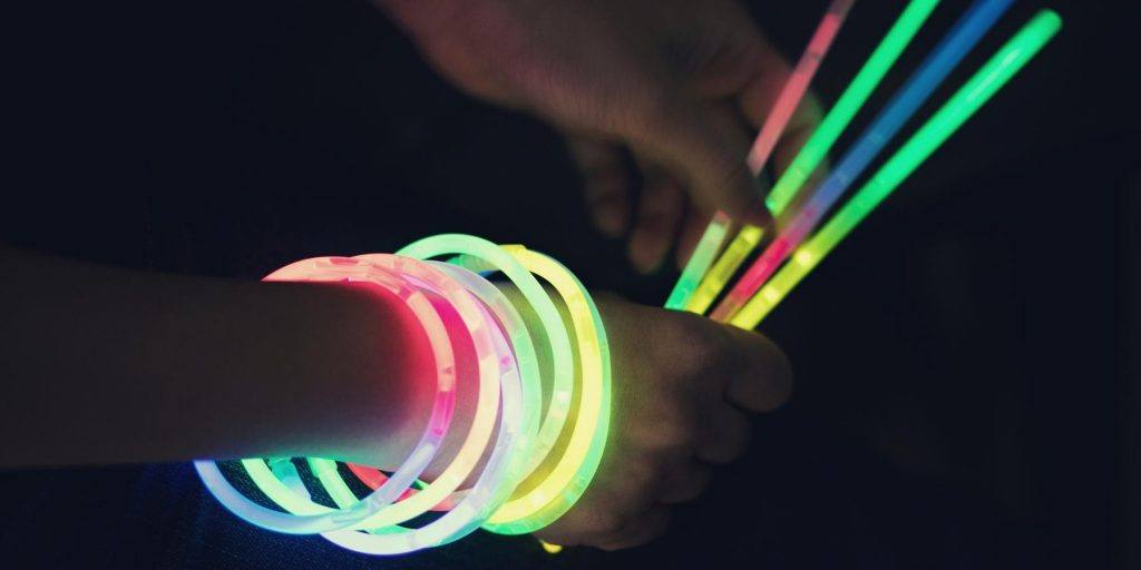 Glow in the dark bangles and glow sticks 