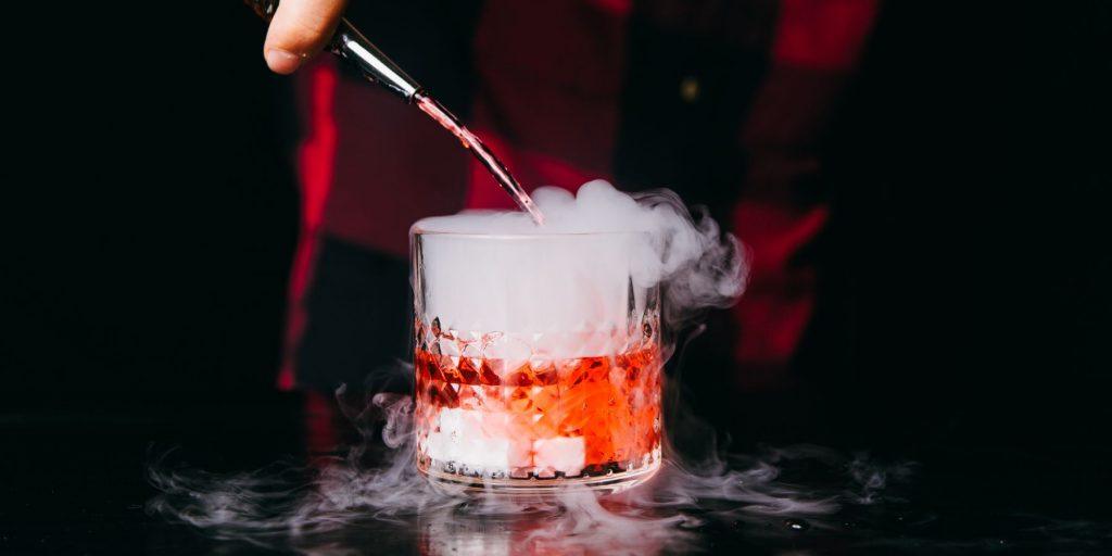 Rocks glass with a smoking top