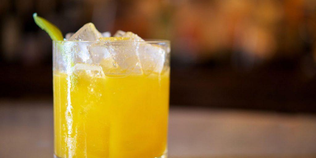 Orange juice margarita in a rocks glass