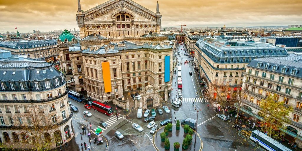 Paris city view with Opera Garnier in the background