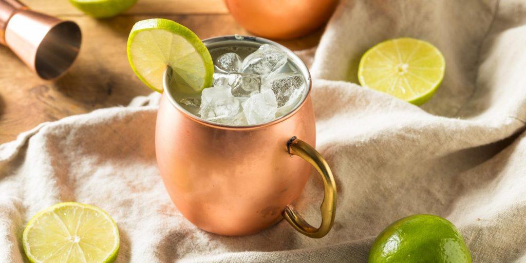 Low alcohol SKYY Vodka Mule in copper mug