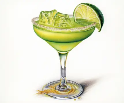 Classic color pencil illustration of a Lime Margarita Mocktail