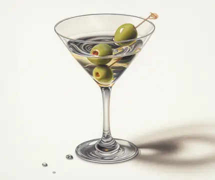 Classic color pencil illustration of a Virgin Martini