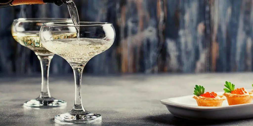 Classic Champagne cocktails with canapes