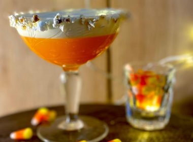 Make Our Candy Corn Martini with Salty Popcorn Rim