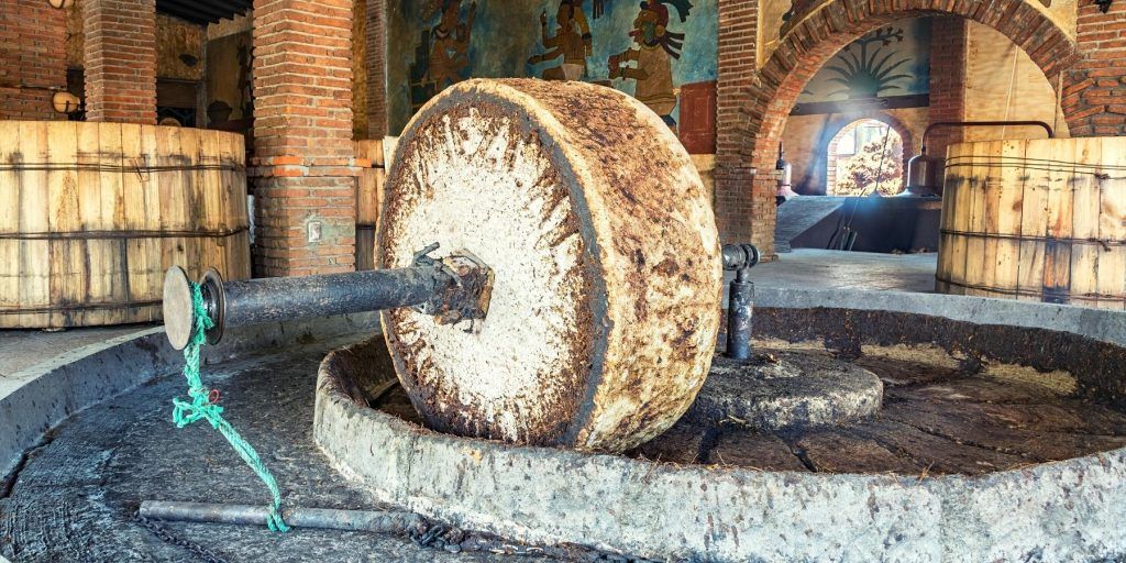 Tahona used to grind agave hearts for mezcal production