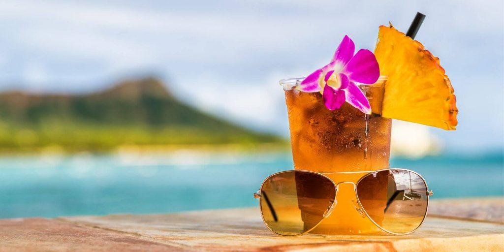 A Mai Tai on holiday with flowers