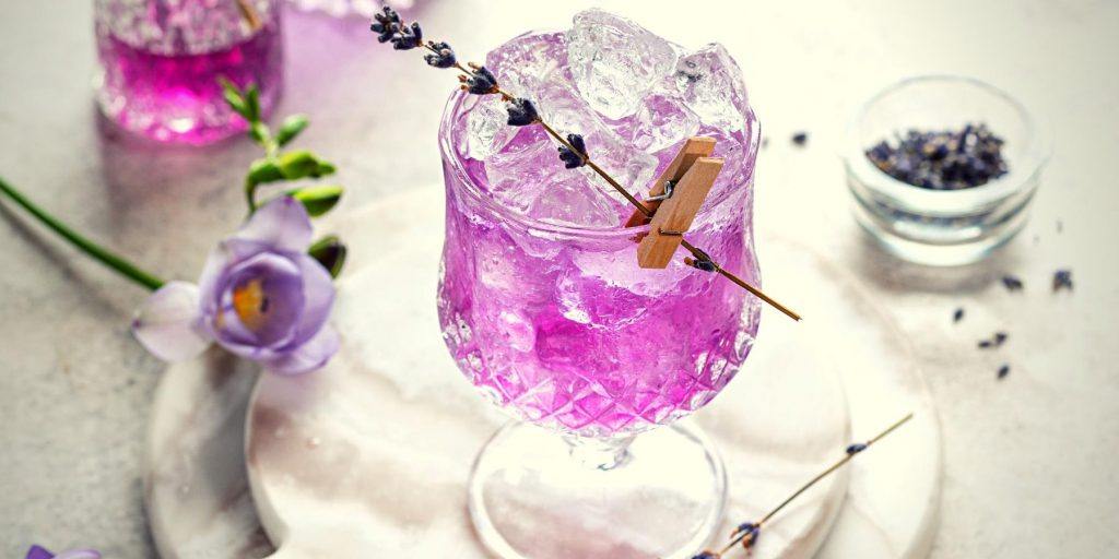 Bright purple lavender cocktail
