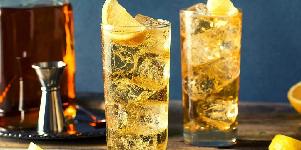Japanese whiskey and soda cocktails on ice