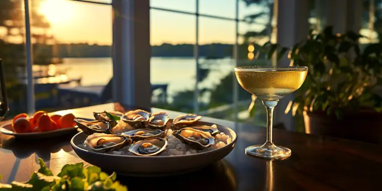Champagne cocktail and fresh oysters pairing