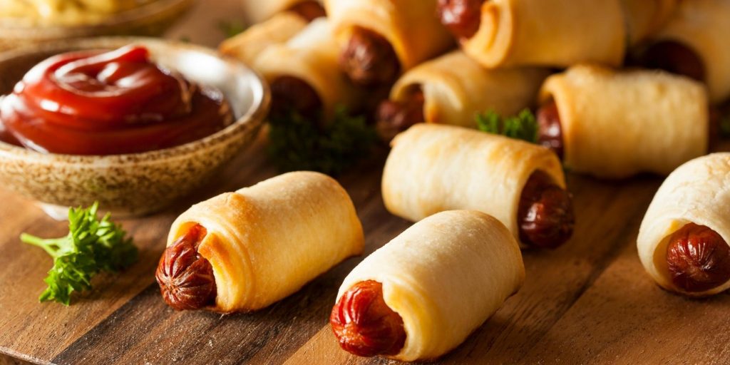 Pigs in a Blanket with tomato dipping sauce