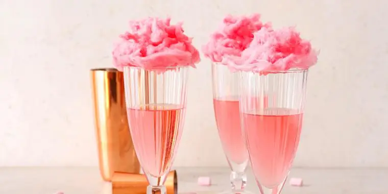 Bright pink cotton candy cocktails