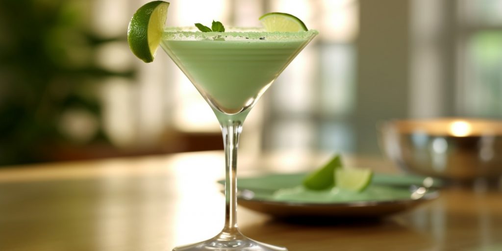 Key Lime Martini with mint and lime garnish