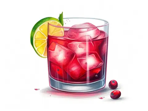 Classic color pencil illustration of a Vodka Cranberry