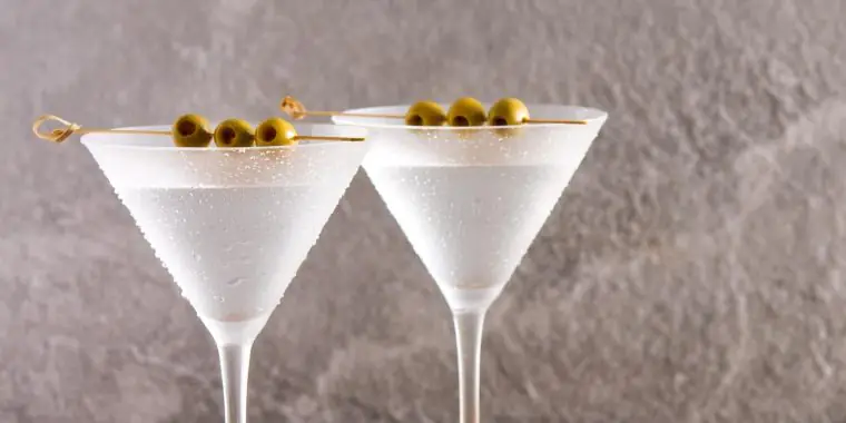 Two Dry Gin Martinis with olives