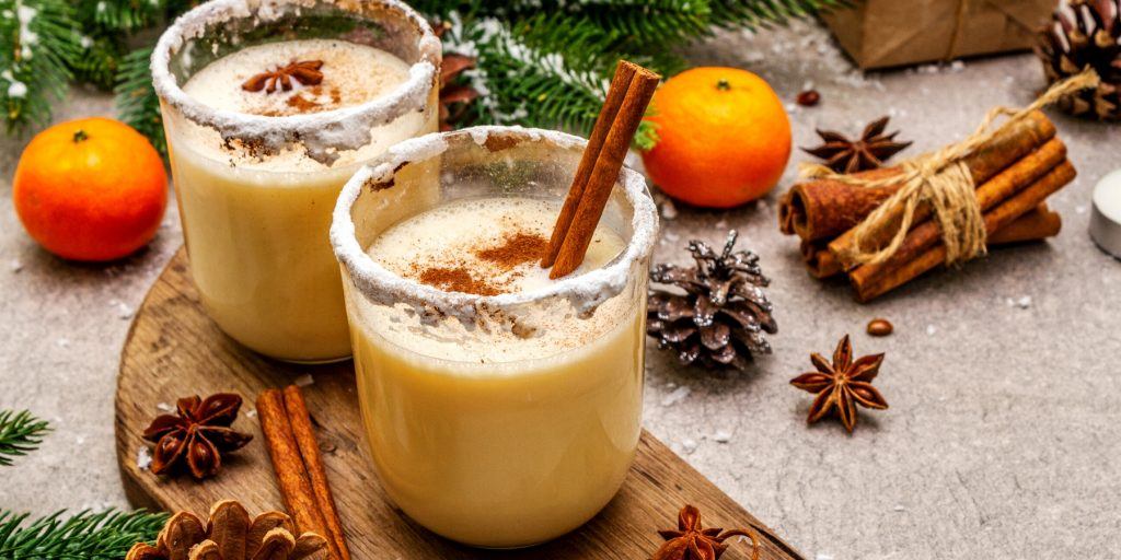 Two spiced Eggnog Rum cocktails