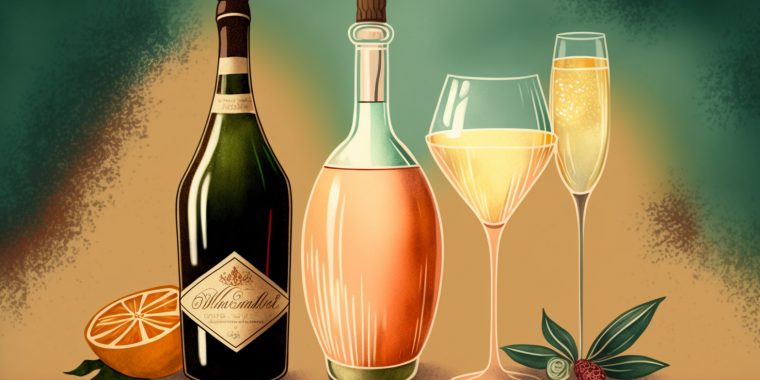 Illustration of festive Prosecco cocktails