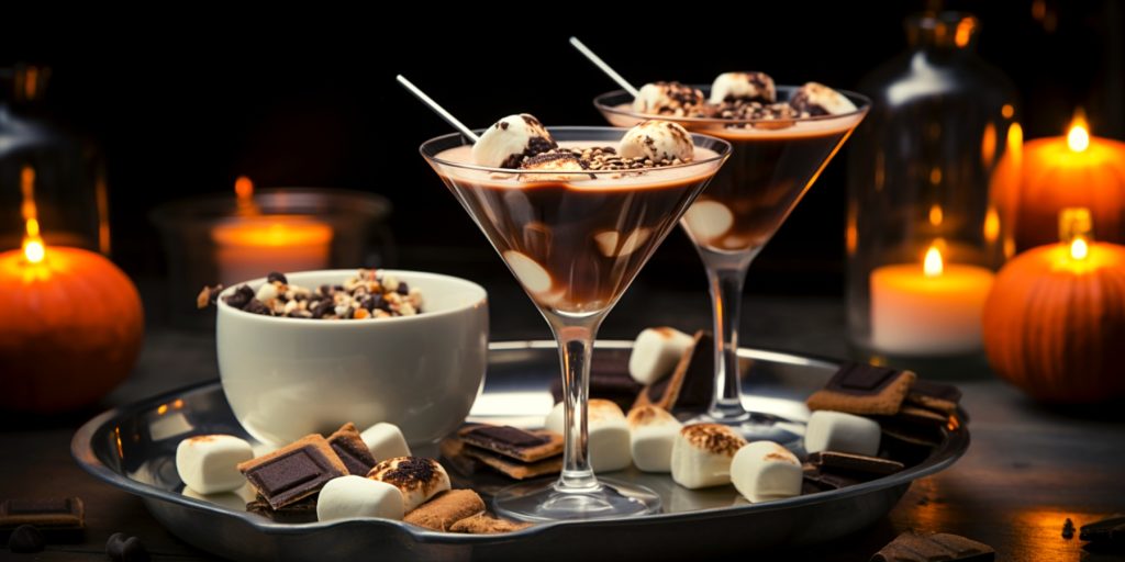 S'mores Martini with toasted marshmallow garnish