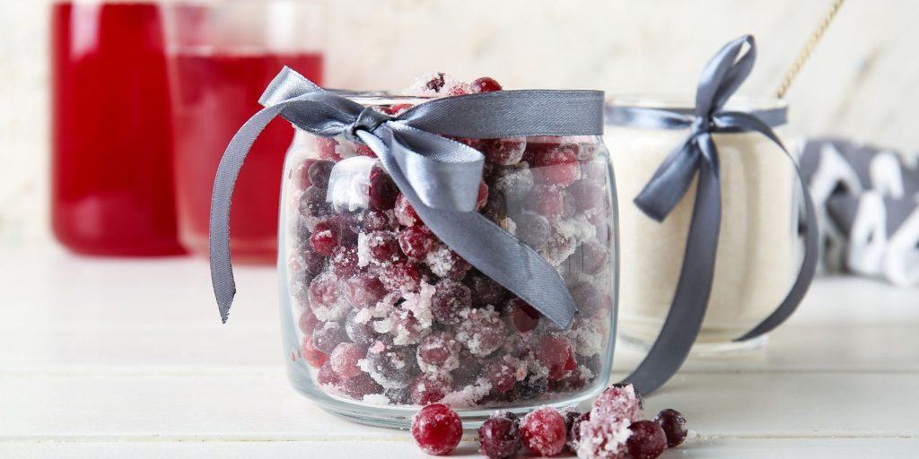 The best way to store sugared cranberries for cocktails is in a jar for up to one week