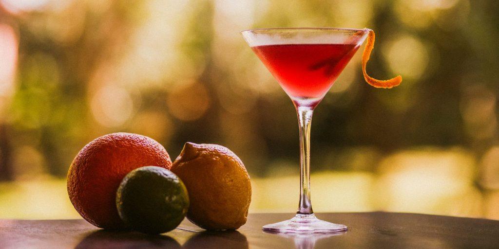 A sweet sipping Honey-Kissed Cosmopolitan cocktail 