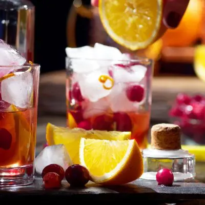 Cranberry Orange Whiskey Sour cocktails