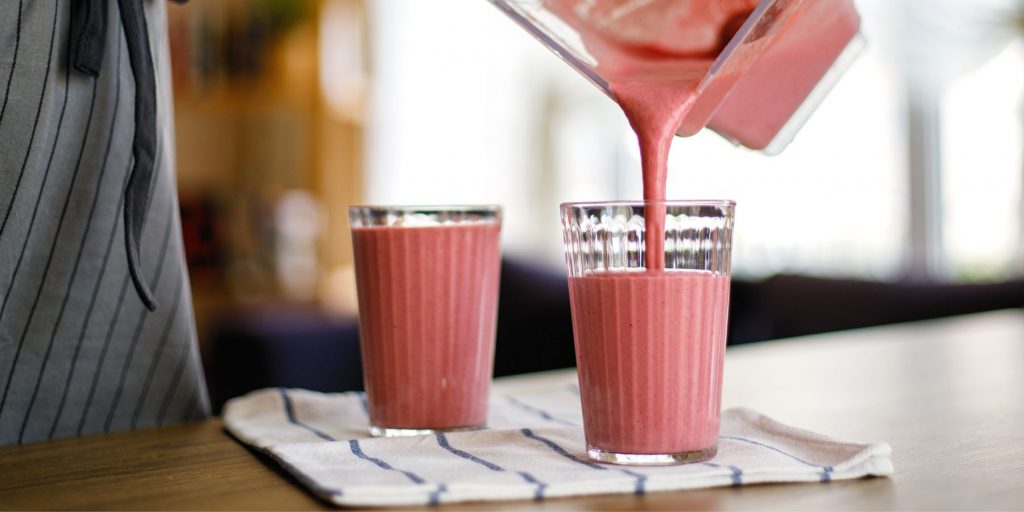 An indulgent pair of Strawberry Shortcake Daiquiri cocktails