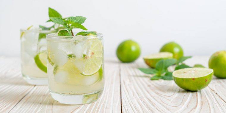 Refreshing Ranch Water Cocktail with mint and lime