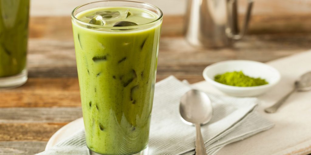 A creamy John the Baptist cocktail with macha tea as base