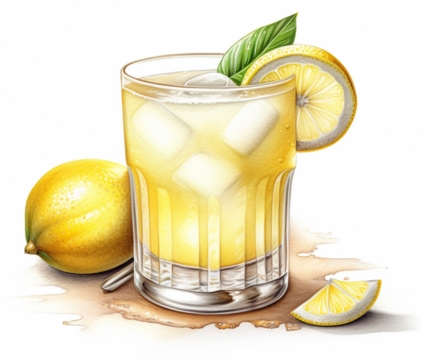 Classic color pencil illustration of a Tequila Sour