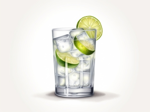 Illustration of a vodka tonic