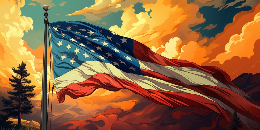 Color illustration of the American flag
