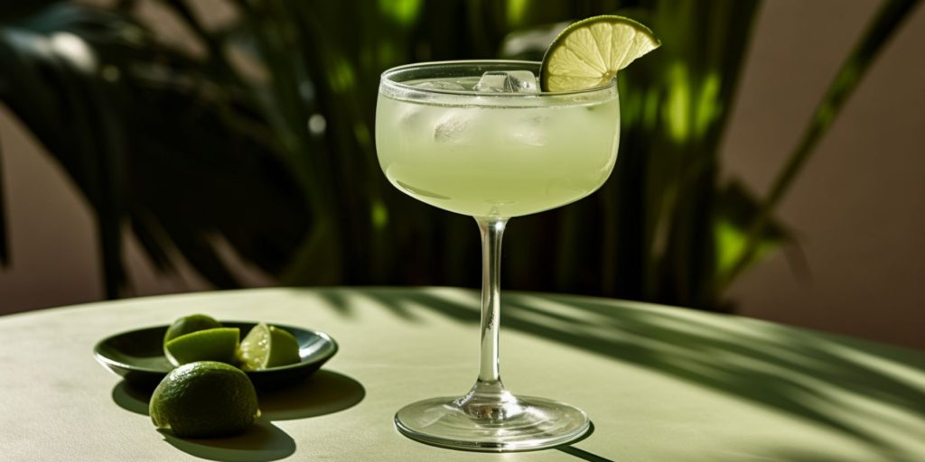 A Japanese Gimlet in a light, bright indoor Japanese setting