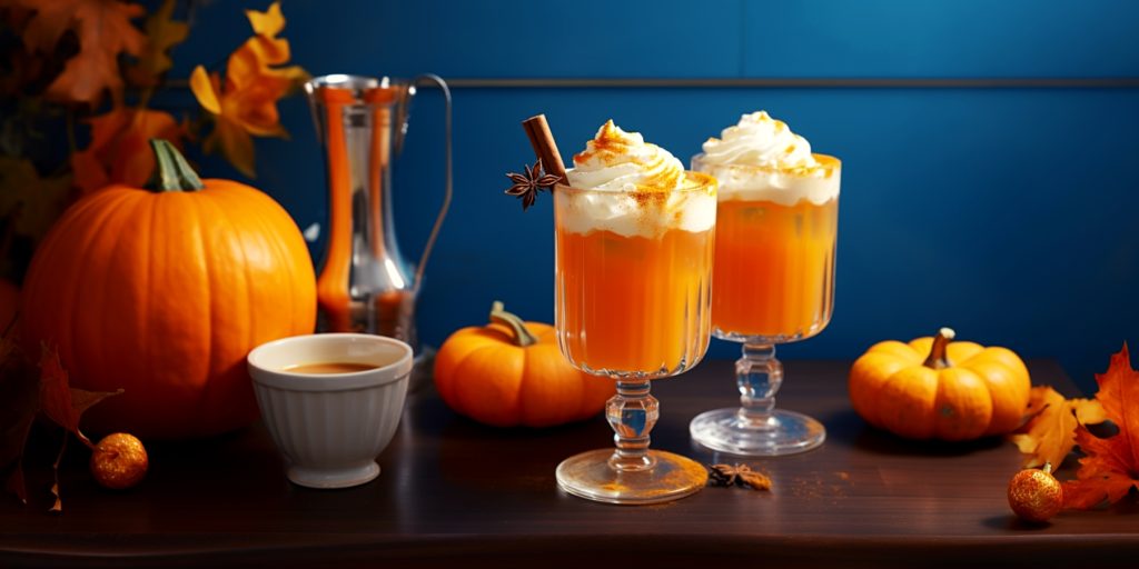 Pumpkin Pie Punch with with whipped cream and cinnamon garnish