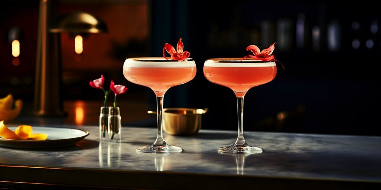 Two French Martinis served in coupe glasses