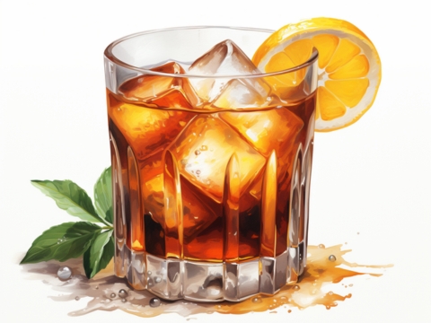 Color illustration of a Coffee Negroni