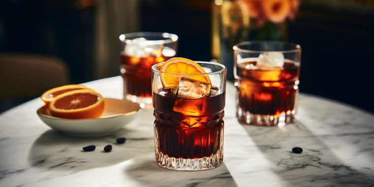 Three Coffee Negroni cocktails