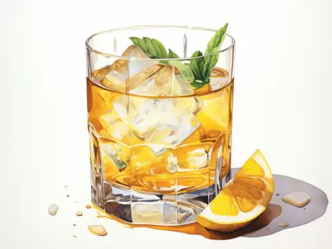 Color illustration of a White Negroni