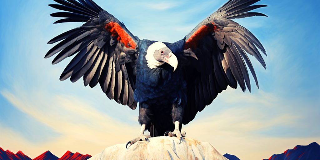 Color illustration of a condor bird in Chile flag colors