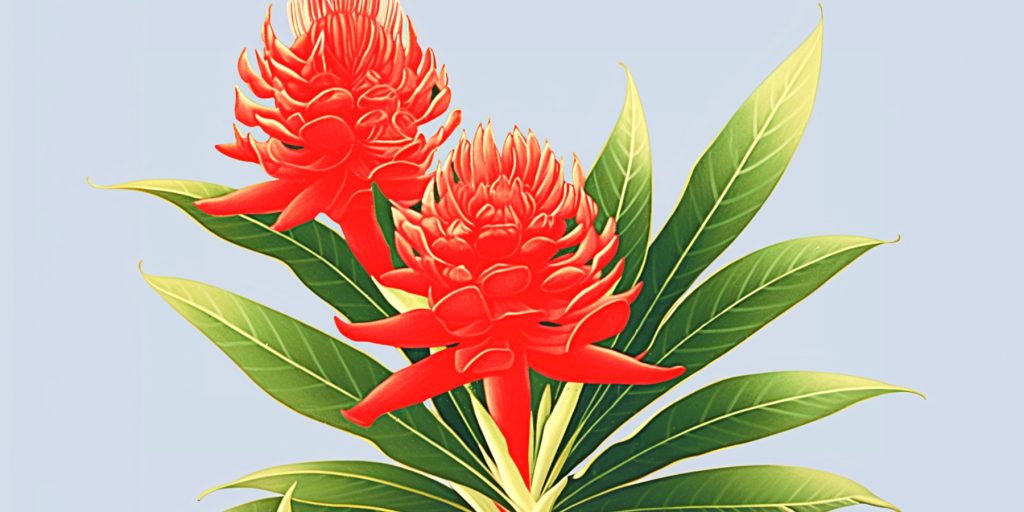 Color illustration of Teuila flower for Samoa rugby team 