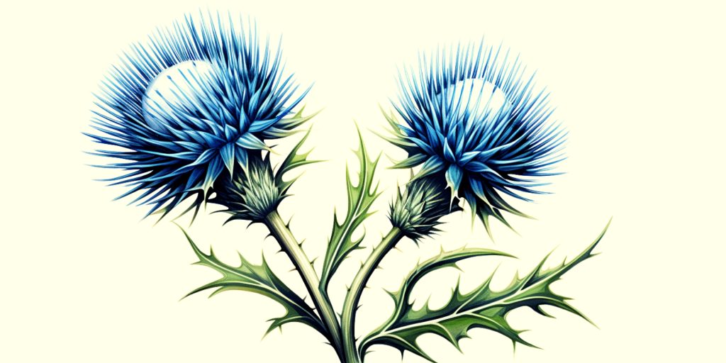 Color illustration of blue thistle 