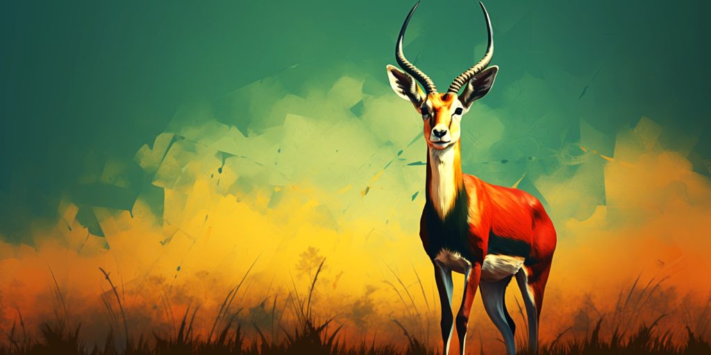 Color illustration of a Springbok in South African flag colors